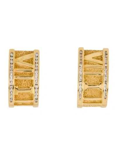 Pre-owned Earrings 18k Diamond Roman Numeral Earclips In Multi