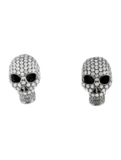 Pre-owned Earrings 18k Diamond Skull  In Multi