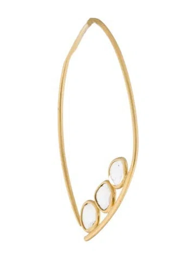 Pre-owned Earrings 18k Diamond Slice Single Hoop Earring In Multi