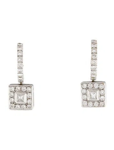 Pre-owned Earrings 18k Diamond Square Drop  In Multi