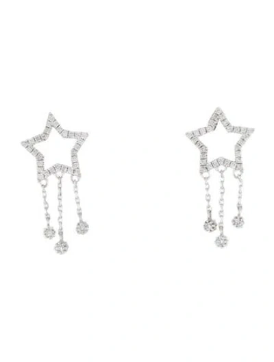 Pre-owned Earrings 18k Diamond Star Drop  In Multi