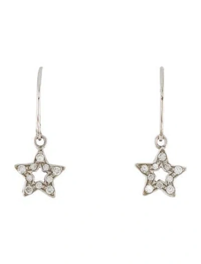 Pre-owned Earrings 18k Diamond Star Drop  In Multi