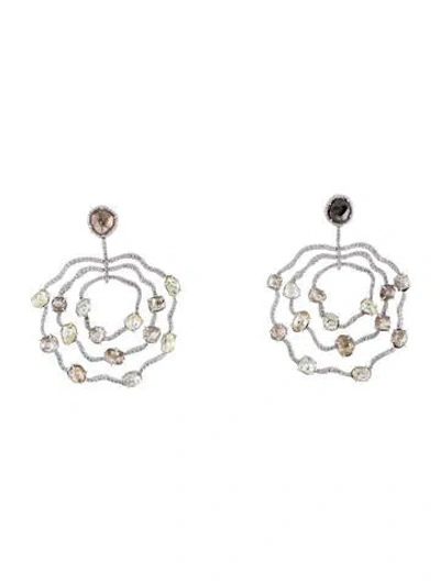 Pre-owned Earrings 18k Diamond Statement Drop  In Multi