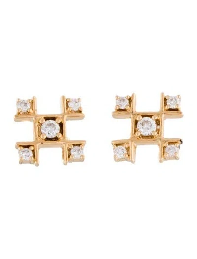 Pre-owned Earrings 18k Diamond Stud  In Multi