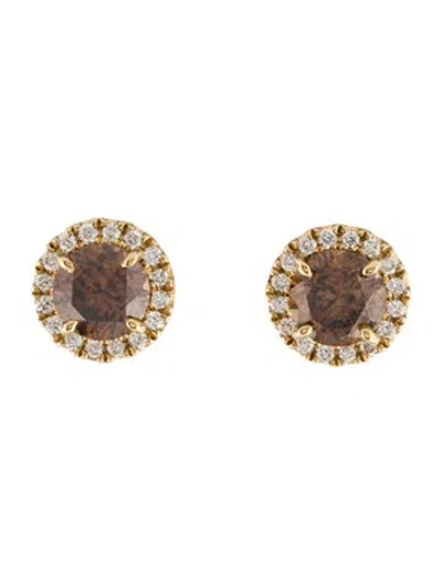 Pre-owned Earrings 18k Diamond Stud  In Multi