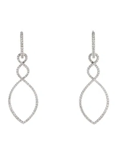 Pre-owned Earrings 18k Diamond Swirl Drop  In Multi