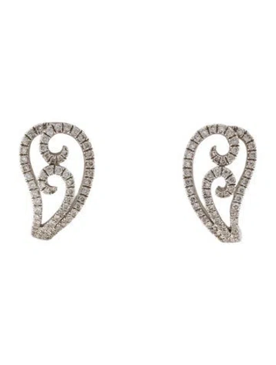 Pre-owned Earrings 18k Diamond Swirl Earclip  In Multi