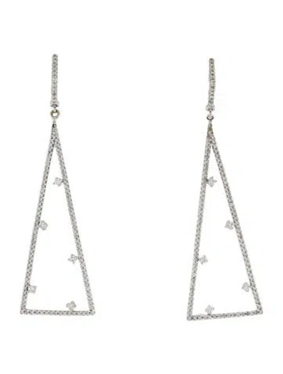 Pre-owned Earrings 18k Diamond Triangle Drop  In Multi