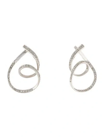 Pre-owned Earrings 18k Diamond Twist Drop  In Multi