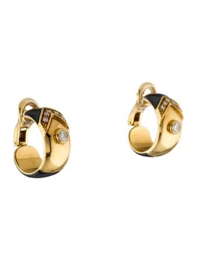 Pre-owned Earrings 18k Diamond Two-tone  In Multi