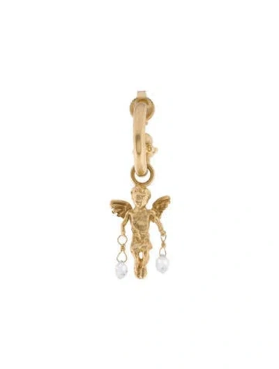 Pre-owned Earrings 18k Diamond Winged Mini Man Drop Earring In Multi