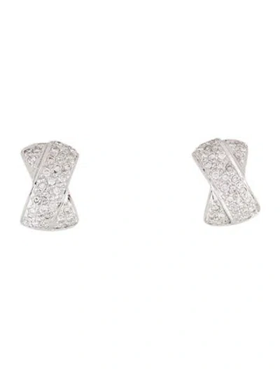 Pre-owned Earrings 18k Diamond X Huggie  In Multi