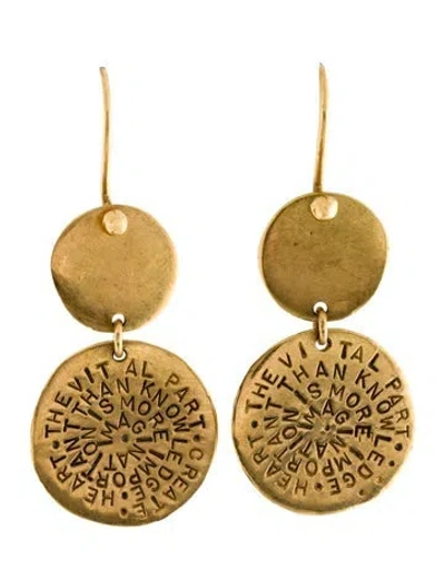 Pre-owned Earrings 18k Disc Drop  In Multi
