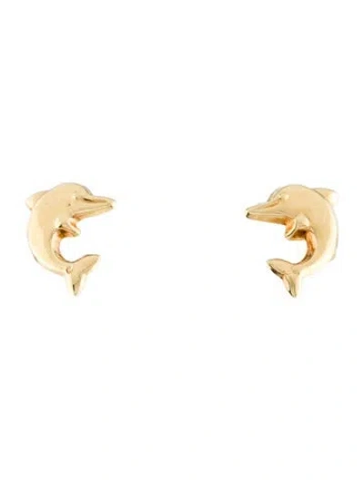 Pre-owned Earrings 18k Dolphin Stud  In Multi