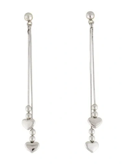 Pre-owned Earrings 18k Double Heart Drop  In Multi