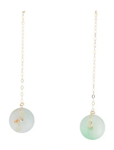 Pre-owned Earrings 18k Dyed Jadeite Donut Drop  In Multi
