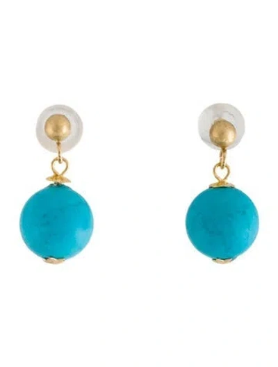 Pre-owned Earrings 18k Dyed Magnesite Drop  In Multi