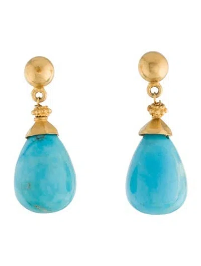 Pre-owned Earrings 18k Dyed Magnesite Drop  In Multi