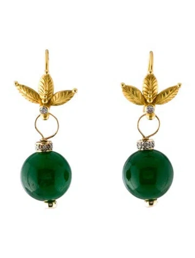 Pre-owned Earrings 18k Dyed Quartzite & Diamond Convertible Drop  In Multi