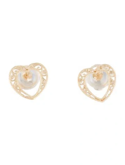 Pre-owned Earrings 18k Filigree Heart Single Stud Earring In Multi