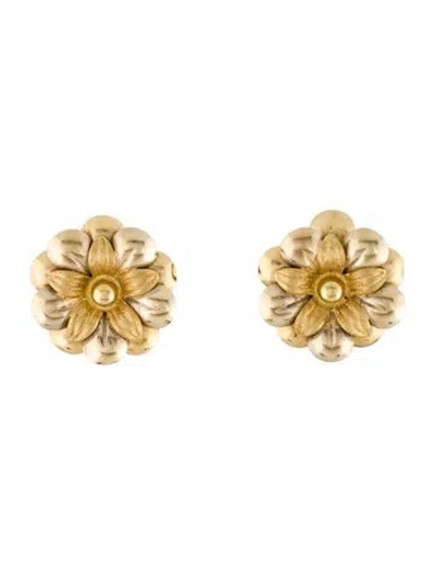 Pre-owned Earrings 18k Flower Earclips In Multi