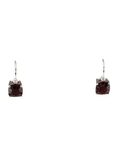 Pre-owned Earrings 18k Garnet & Diamond Drop  In Multi