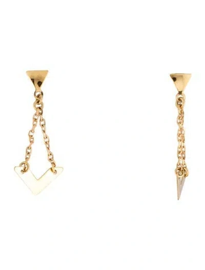 Pre-owned Earrings 18k Geometric Drop  In Multi