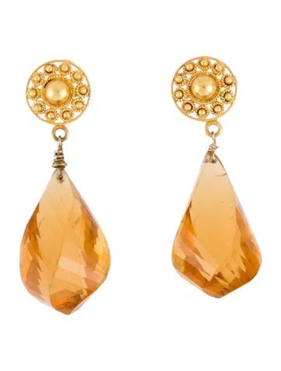 Pre-owned Earrings 18k Glass Drop  In Multi