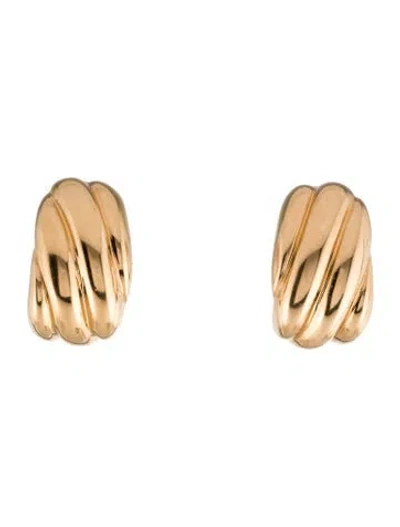 Pre-owned Earrings 18k Grooved Clip-on  In Multi