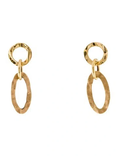 Pre-owned Earrings 18k Hammered Drop  In Multi