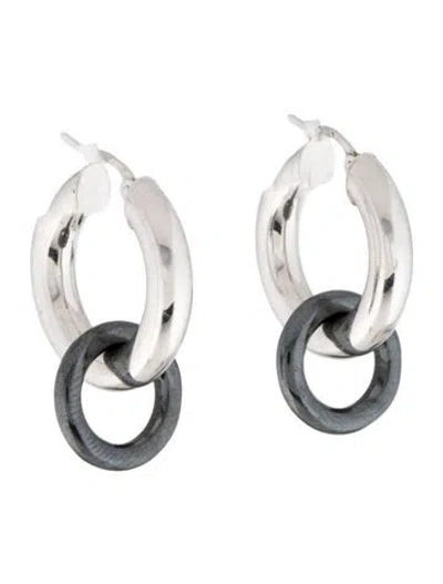 Pre-owned Earrings 18k Hematine Hoop  In Multi