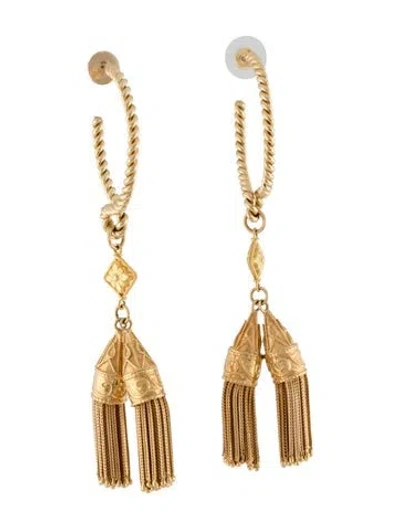 Pre-owned Earrings 18k Hoop & Tassel Drop  In Multi