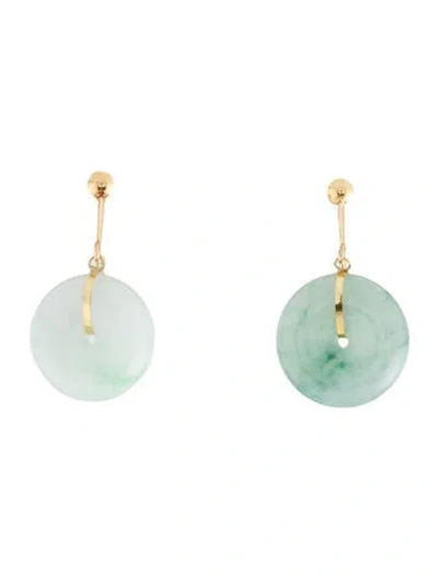 Pre-owned Earrings 18k Jadeite Clip-on Drop  In Multi