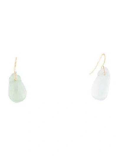 Pre-owned Earrings 18k Jadeite Drop  In Multi