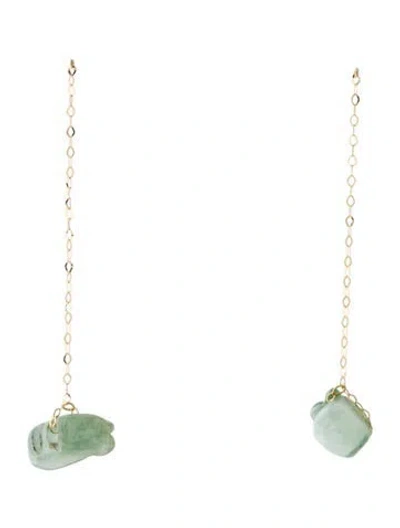 Pre-owned Earrings 18k Jadeite Drop  In Multi
