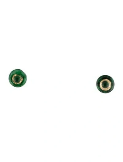 Pre-owned Earrings 18k Jadeite Stud  In Multi