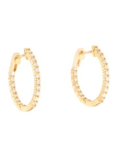 Pre-owned Earrings 18k Lab-grown Diamond Inside Out Hoop  In Multi