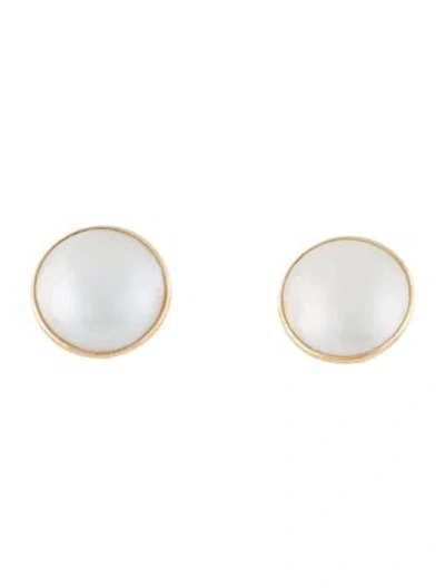 Pre-owned Earrings 18k Mabè Pearl Stud  In Multi