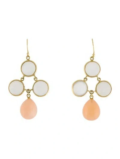 Pre-owned Earrings 18k Moonstone Drop  In Multi