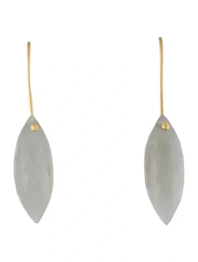 Pre-owned Earrings 18k Moonstone Drop  In Multi