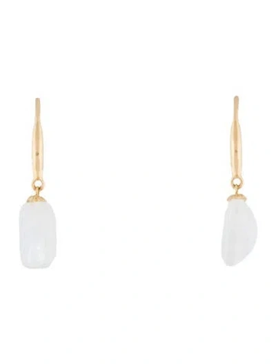 Pre-owned Earrings 18k Moonstone Labradorite Drop  In Multi