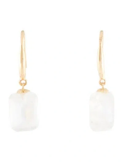 Pre-owned Earrings 18k Moonstone Labradorite Drop  In Multi