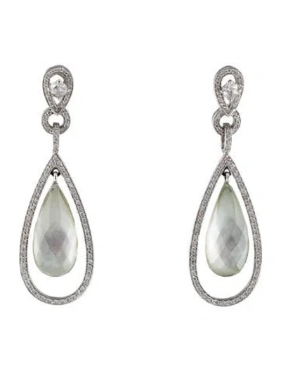 Pre-owned Earrings 18k Mother Of Pearl Doublet & Diamond Drop  In Multi