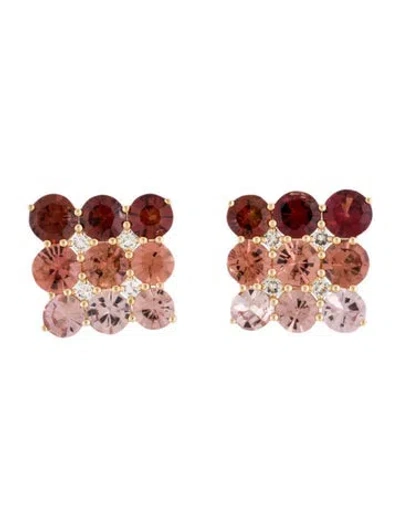 Pre-owned Earrings 18k Multi-colored Spinel Statement Stud