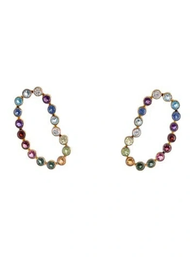 Pre-owned Earrings 18k Multistone Earclip Drop