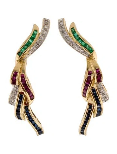 Pre-owned Earrings 18k Multistone Earclip