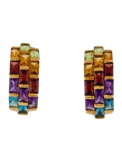 Pre-owned Earrings 18k Multistone Earclips
