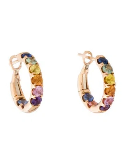 Pre-owned Earrings 18k Multistone Inside Out Huggie