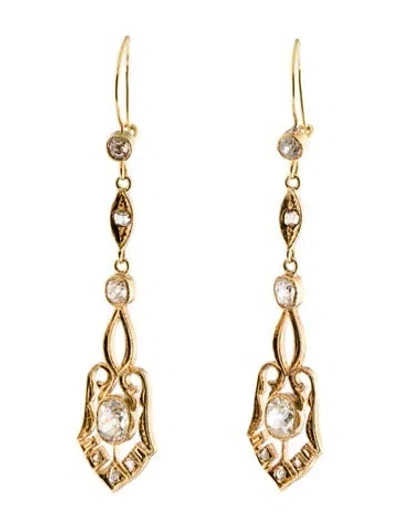 Pre-owned Earrings 18k Old Mine Cut Diamond Drop  In Multi