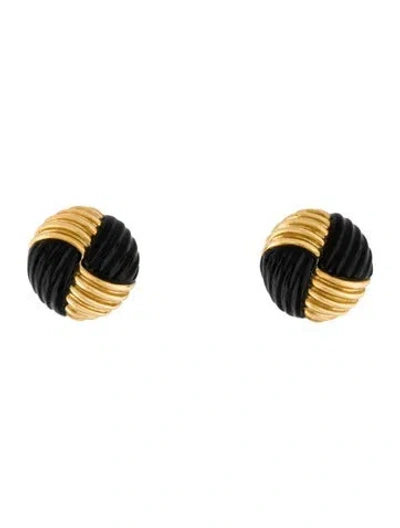 Pre-owned Earrings 18k Onyx Earclip  In Multi